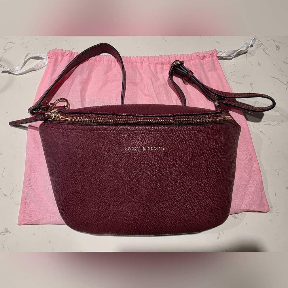 Poppy & Peonies Burgundy large Crossbody Bag